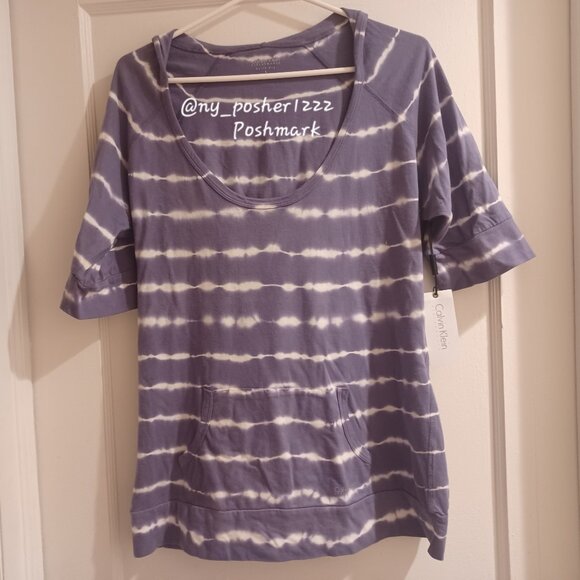 Calvin Klein Performance Other - Calvin Klein Performance Hooded Lavender/White Tie-Dye Shirt L